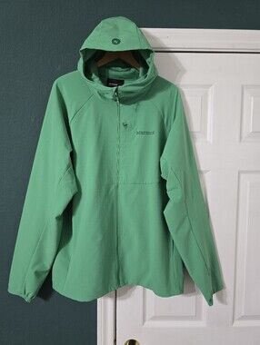 EUC Marmot Pinnacle DriClime Hoody Jacket Mens XL Green Hiking Climbing Outdoors